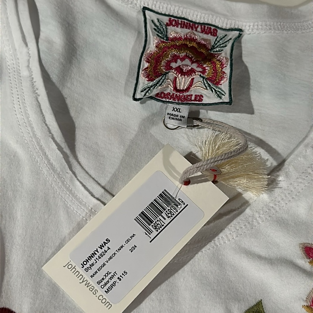 JOHNNY WAS Celina Raw Edge V-Neck Tank Top - Picture 5 of 14